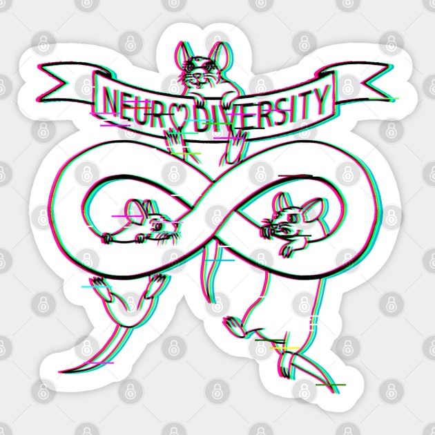 Neurodiversity Rats (Glitched Version) Sticker by Rad Rat Studios